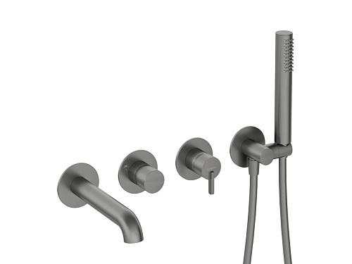 Смеситель Deante BQS_D18P Silia для ванны встраиваемый, с душевым гарнитуром, Titanium (титан)