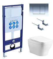 Комплект Aquatek SET Амадео cm-010 4 в 1: рама Standard INS-0000012 + крепеж KKI-0000002 + кнопка KDI-0000010 + унитаз AQ1180-00 с крышкой-сиденьем Soft-close, белый