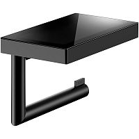 Держатель Keuco 12873379000 Reva для туалетной бумаги, с полкой, черный матовый