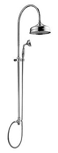 Душевая колонна Cezares ELITE-CAI-01-Bi с ручным и верхним душем с подводкой из стены, хром, ручка белая