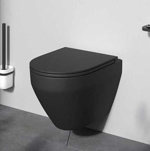 Сет №1608_C701700MBSC, Унитаз подвесной с сиденьем микролифт, черный матовый Сет №1608_C701700MBSC, Унитаз подвесной с сиденьем микролифт, черный матовый