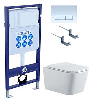 Комплект Aquatek SET Либра N KDI21: рама Standard INS-0000012 + крепеж KKI-0000002 + клавиша KDI-0000021 + унитаз AQ0530N-00 с тонким сиденьем Soft-close, белый