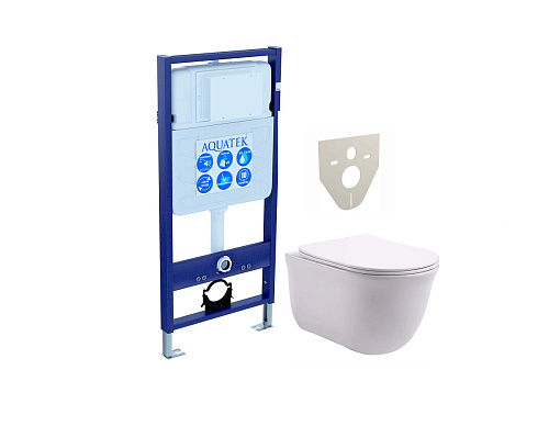 Комплект Aquatek SET Классик: рама Standard INS-0000012 (без клавиши и крепежа) + унитаз Амадео AQ1111-00 с тонким сиденьем Soft-close, белый