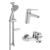 Набор смесителей 3 в 1 Vitra A42242EXP Solid S (смеситель для раковины, смеситель для ванны, душевой гарнитур), хром