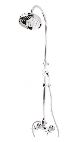 Cezares NOSTALGIA-CD-01-Bi Душевая колонна со смесителем, верхним и ручным душем, Хром, ручка ручного душа белая