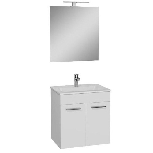 Комплект мебели Vitra 75023 Mia: тумба 60 см, раковина, зеркало c подсветкой, белый глянцевый Комплект мебели Vitra 75023 Mia: тумба 60 см, раковина, зеркало c подсветкой, белый глянцевый