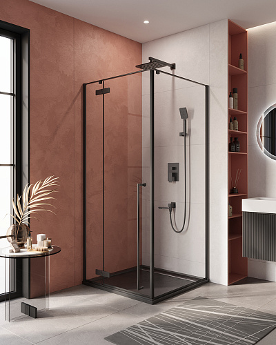 Душевой уголок Cezares LINER LINER-A-1-90-C-NERO-L Душевой уголок Cezares LINER LINER-A-1-90-C-NERO-L