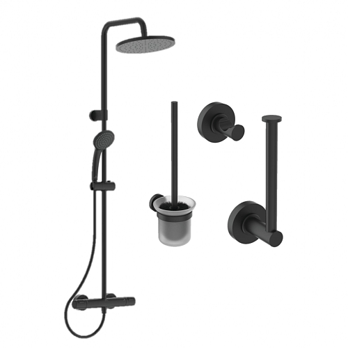 Душевая система Ideal Standard BL7546S4 Ceratherm T25 с аксессуарами, черный шелк Душевая система Ideal Standard BL7546S4 Ceratherm T25 с аксессуарами, черный шелк