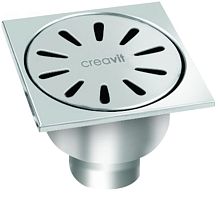 Трап Creavit FS156A для душа 15х15 см, с вертикальным выпуском, хром