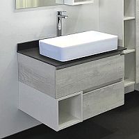 Тумба Comforty 00-00012791 Прага подвесная 75х52 см, со столешницей/раковиной 78189, дуб белый/серый