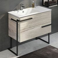 Тумба Comforty 00-00004093 Дюссельдорф напольная 100х47 см, с раковиной 9090EL, дуб дымчатый Тумба Comforty 00-00004093 Дюссельдорф напольная 100х47 см, с раковиной 9090EL, дуб дымчатый
