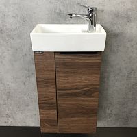 Тумба Comforty 00-00000832 Матэ подвесная 40х22 см, с раковиной P-UM-CRE40/1, дуб темно-коричневый