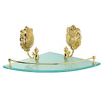 Полка Migliore 16694 Cleopatra c галереей угловая, стекло матовое/золото
