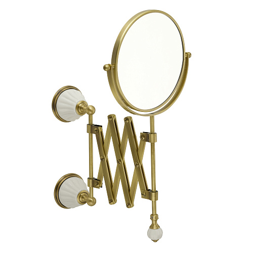 Зеркало Migliore 17428 Olivia оптическое настенное пантограф, белый/бронза купить недорого в интернет-магазине Керамос