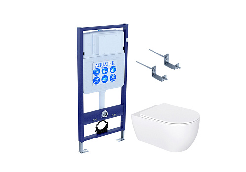 Комплект Aquatek SET Европа New-KKI2: рама Standard INS-0000012 + крепеж KKI-0000002 + унитаз AQ1106L-00 с тонким сиденьем с механизмом плавного закрывания, белый Комплект Aquatek SET Европа New-KKI2: рама Standard INS-0000012 + крепеж KKI-0000002 + унитаз AQ1106L-00 с тонким сиденьем с механизмом плавного закрывания, белый