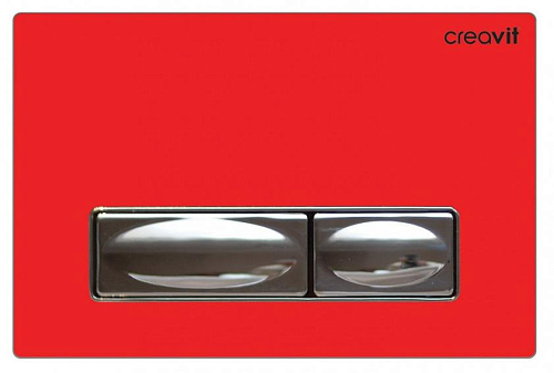 Панель смыва Creavit GP4003.00 для унитаза, накладная, стекло красное/нержавеющая сталь