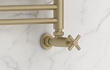 Вентиль Сунержа 022-1408-1234 угловой, (крест) G 1/2" НР х G 3/4" НГ, матовая шампань