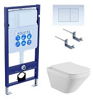 Комплект Aquatek SET Лира-009 4 в 1: рама Standard INS-0000012 + крепеж KKI-0000002 + кнопка KDI-0000009 + унитаз AQ1155-00 с крышкой-сиденьем Soft-close, белый