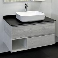 Тумба Comforty 00-00003827 Прага подвесная 90х52 см, с раковиной T-Y9378, дуб белый/антрацит Тумба Comforty 00-00003827 Прага подвесная 90х52 см, с раковиной T-Y9378, дуб белый/антрацит