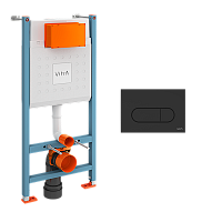 Комплект 3 в 1 Vitra 800-1874 Core: инсталляция для монтажа + крепления + кнопка смыва черная