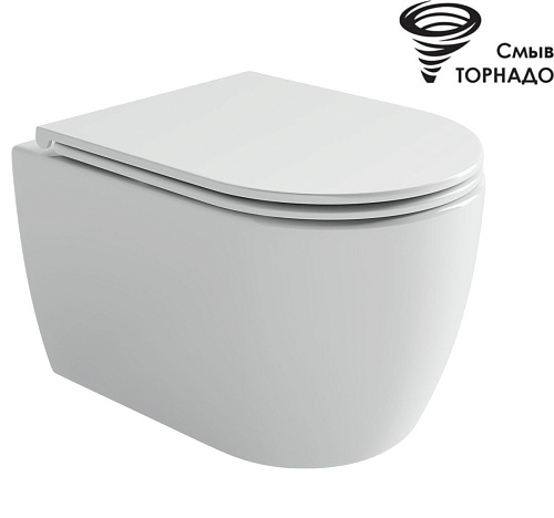 Унитаз подвесной безободковый Ceramicanova Noe CN4011T, смыв Торнадо 3.0, с крышкой-сиденьем, белый