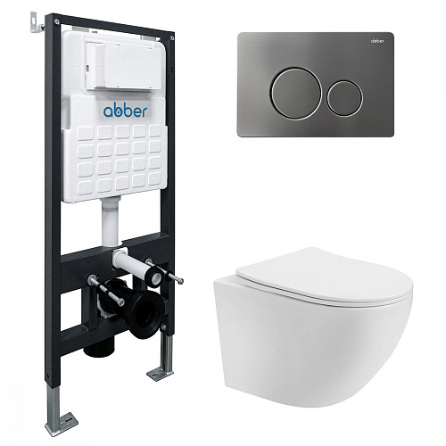 Комплект: Унитаз, Инсталляция, Кнопка смыва Abber BEQUEM AC1100T-AC0105-AC0121NG