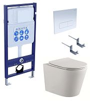 Комплект Aquatek SET Вега cmp-013: рама Standard INS-0000012 + крепеж KKI-0000002 + клавиша KDI-0000013 + унитаз AQ1904-00 с тонким сиденьем Soft-close, белый