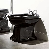 Биде напольное Kerasan 1020 04 Retro, 39х60 см, с 1 отверстием под смеситель, черный глянец