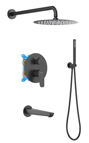 Душевой комплект Aquatek AQ1173MB Бетта Set 4 в 1, черный матовый