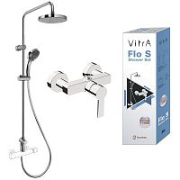 Сет Vitra A49234EXP Flo S с душевой стойкой System Rain и Flo S, хром