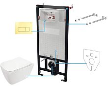 Комплект Deante CDYZ6ZPW Hiacynt New: инсталляции с унитазом, клавиша золото