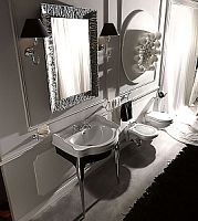 Тумба Kerasan Retro 7362 K2 черная глянцевая для раковины, ножки арт.736290: хром упаковка-2 коробки, 73х80х50