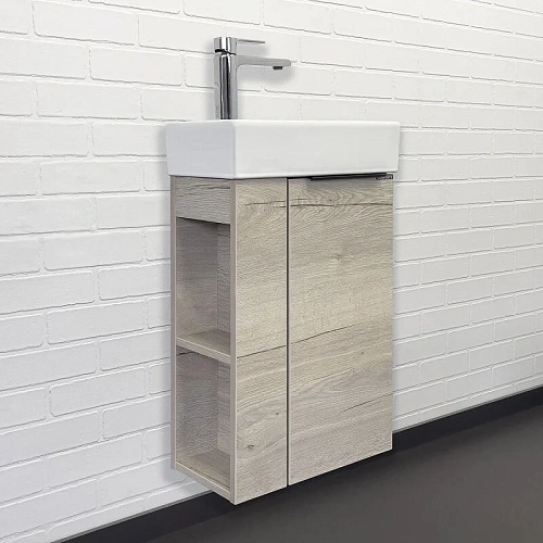 Тумба-умывальник Comforty 00-00015132 Матэ подвесная 40х22.5 см, дуб дымчатый купить недорого в интернет-магазине Керамос