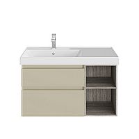 Тумба Kerama Marazzi CU.90Lh\LIM Cubo под раковину подвесная 90х47 см, левая, лимо матовый/древесный