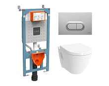 Комплект 4 в 1 Vitra 9003B003-7201 S50: подвесной унитаз + сиденье + инсталляция для монтажа + клавиша смыва хром