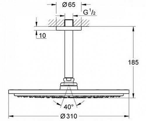 Потолочный душ Grohe RainshowerSystem 26067GL0 купить недорого в интернет-магазине Керамос