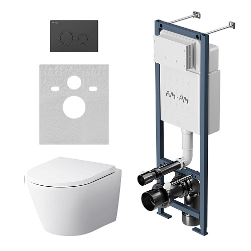 Комплект: Унитаз, Инсталляция, Кнопка смыва AM.PM Sense IS110138.741701