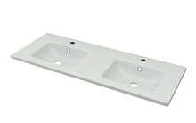 Раковина-столешница Cezares 50211 из искусственного мрамора с двумя чашами, 121х46, белый