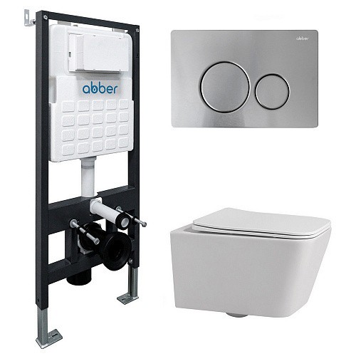 Инсталляция с подвесным унитазом Abber Rechteck AC1201-AC0105-AC0121MCH