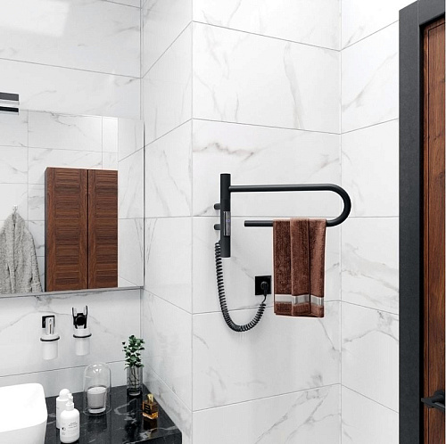 Полотенцесушитель электрический Vincea VTD-1P1BE 39x25 см, таймер, черный матовый