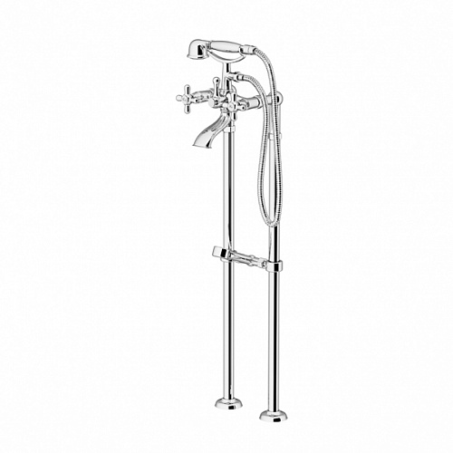 Смеситель Gattoni 1050510C0cr Versilia для ванны с душем, с комплектом (2 шт) ножки для напольной установки смесителя,  цвет хром снят с производства