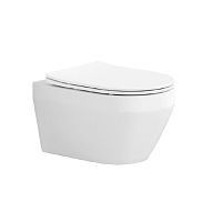 Унитаз Aquatek AQ1199-00 Лея безободковый 49х36 см, тонкое сиденье с механизмом плавного закрывания, белый