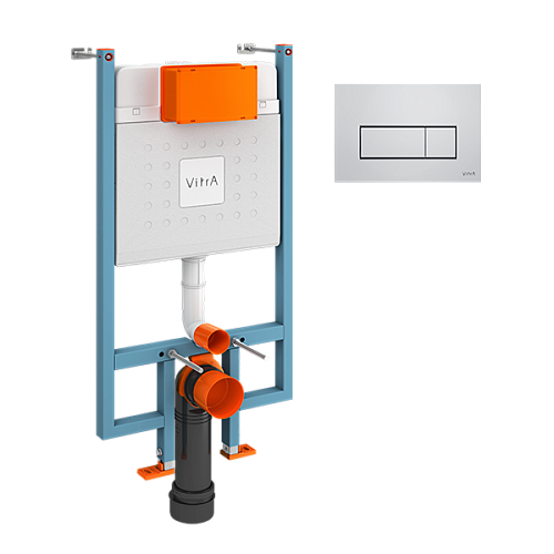 Комплект 3 в 1 Vitra 800-1875 Core: инсталляция для монтажа + крепления + кнопка смыва хром Комплект 3 в 1 Vitra 800-1875 Core: инсталляция для монтажа + крепления + кнопка смыва хром