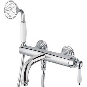 Смеситель Cezares APHRODITE-VDM-01-Bi для ванны,душа, с ручным душем, хром,ручки белые