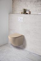 Унитаз Vincea VT1-14SMC Globo подвесной, безободковый, 37х49 см, ультратонкое сиденье Soft-close, капучино матовый