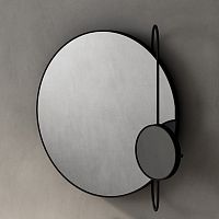 Agape ASPE039E  Revolving Moon Зеркало круглое d70 см, + косметическое зеркало d20 см на раме, цвет черный матовый
