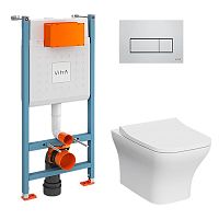 Комплект 4 в 1 Vitra 9875B003-7201 L-Box: подвесной унитаз Zentrum Square + тонкое сиденье с микролифтом + инсталляция для монтажа + кнопка смыва глянцевый хром Комплект 4 в 1 Vitra 9875B003-7201 L-Box: подвесной унитаз Zentrum Square + тонкое сиденье с микролифтом + инсталляция для монтажа + кнопка смыва глянцевый хром