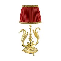 Лампа Migliore 26142 Luxor настольная, абажур красная ткань с золотой оторочкой, золото