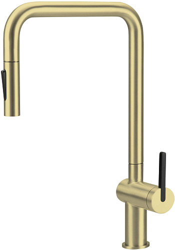 Смеситель Deante BKM_R73N Momi для кухни с выдвижным U-изливом, брашированное золото