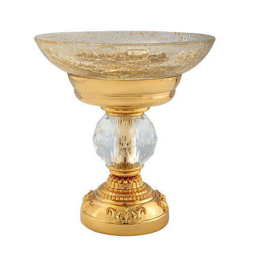 Мыльница Migliore 16823 Cristalia настольная, стекло/золото/Swarovski купить недорого в интернет-магазине Керамос